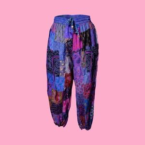 Hippie Forever Handmade Patchwork Womens Joggers, Size S/M